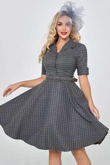 Cinza vestido vintage de 1950